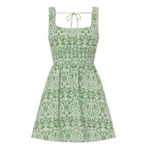 Hill House Cher Dress Green Jacquard